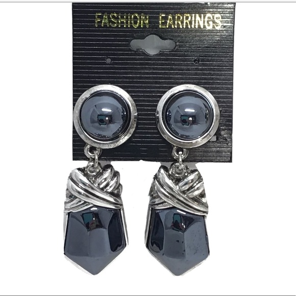 (2) Pairs Chunky Dangle Clip-on Earrings Lot 3 - Picture 2 of 6